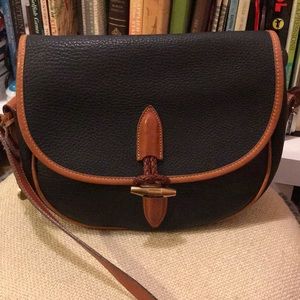 Vintage loden saddle bag in navy